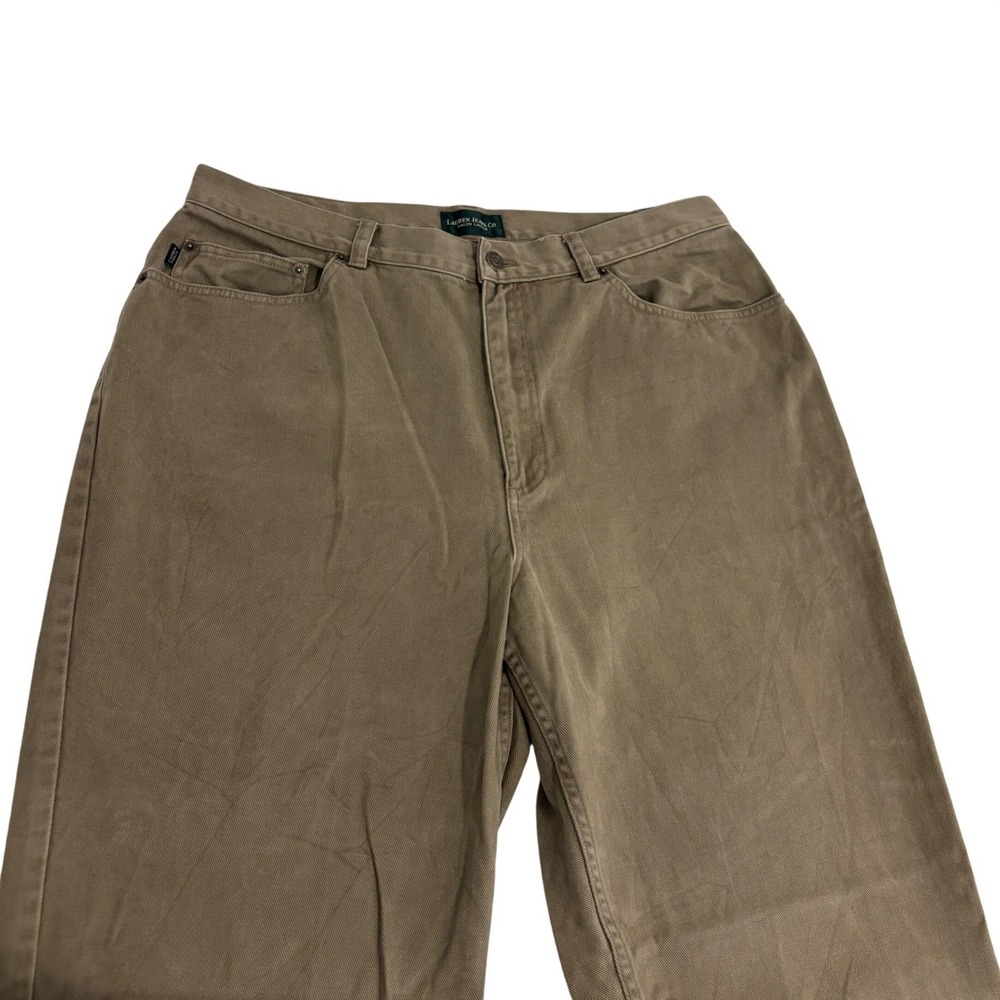 Lauren Ralph Lauren Straight Leg Pants Womens 14 33x29 Green Twill High Rise